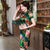 Plus Size Abito da giorno cinese cheongsam in seta floreale con lunghezza al ginocchio