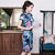 Plus Size Floral Silk Cheongsam Knee Length Chinese Dress Day Dress