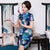 Plus Size Floral Silk Cheongsam Knee Length Chinese Dress Day Dress