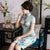 Plus Size Floral Silk Cheongsam Knee Length Chinese Dress Day Dress