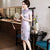 Plus Size Floral Silk Cheongsam Knee Length Chinese Dress Day Dress