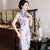 Plus Size Floral Silk Cheongsam Knee Length Chinese Dress Day Dress