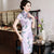 Plus Size Floral Silk Cheongsam Knielanges Chinesisches Kleid Tageskleid