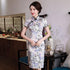 Plus Size Floral Silk Cheongsam Knee Length Chinese Dress Day Dress