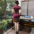 Mini abito da giorno cinese cheongsam di seta floreale taglie forti