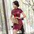 Plus Size Floral Silk Cheongsam Mini Chinese Dress Day Dress