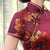 Chinesisches Minikleid aus Seide mit Blumenmuster in Übergröße, Tageskleid