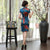 Plus Size Floral Silk Cheongsam Mini Chinese Dress Day Dress