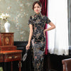 Dragon & Phoenix motif brocart ouvert devant robe chinoise classique Cheongsam