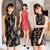 Neckholder Top Dragon & Phoenix Muster Brokat Mini Cheongsam Chic Chinesisches Kleid