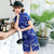 Vestido chino elegante con brocado floral con frente abierto y mini cheongsam