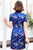 Vestido chino elegante con brocado floral con frente abierto y mini cheongsam