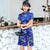 Geblümtes Brokat-Chinesisch-Chinesisches Minikleid mit offenem Vorderteil