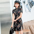 Dragon & Phoenix Pattern Brocade Open Front Mini Cheongsam Chic Chinese Dress