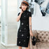 Butterfly Pattern Mini Cheongsam Retro Lace Chinese Dress