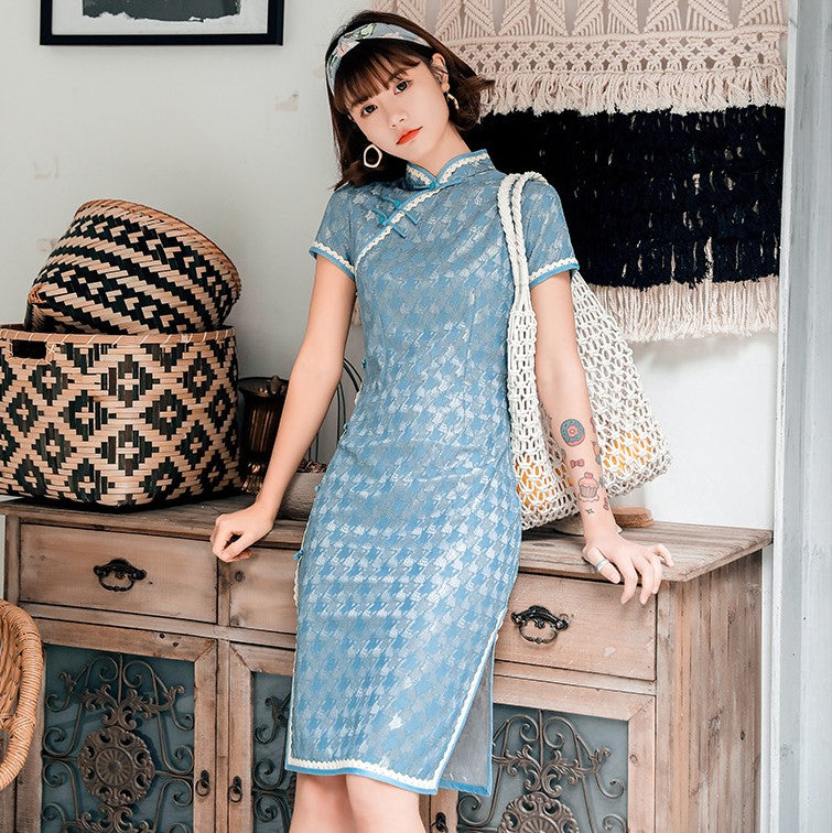 chinese style mini dress Joyce Chinese Jacquard Mini Dress
