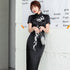 Dragon Embroidery Short Sleeve Open Front Cheongsam Chinese Dress