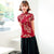 Camicia cinese a maniche corte con top in cheongsam di seta floreale