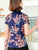 Camicia cinese a maniche corte con top in cheongsam di seta floreale