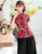 Camisa china elegante de la parte superior de cheongsam de seda floral de manga corta