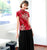 Camisa china elegante de cheongsam de seda de manga corta con estampado de peonía