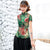 Chemise chinoise chic à motif de pivoine à manches courtes en soie Cheongsam