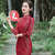 3/4 Sleeve Tea Length Floral Velvet Cheongsam Chinese Dress