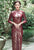 3/4 Sleeve Tea Length Floral Velvet Cheongsam Chinese Dress