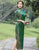 3/4 Sleeve Tea Length Floral Velvet Cheongsam Chinese Dress