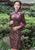 3/4 Sleeve Knee Length Floral Velvet Cheongsam Chinese Dress