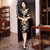 3/4 Sleeve Knee Length Floral Velvet Cheongsam Chinese Dress