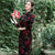 Ginkgo Blätter Muster 3/4 Ärmel Traditionelles Samt Cheongsam Chinesisches Kleid