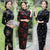 Gingko Leaves Pattern 3/4 Sleeve Traditional Velvet Cheongsam Chinese Dress