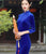 Abito cinese cheongsam in velluto tradizionale con spacco laterale a 3/4 maniche