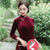 3/4 Ärmel in voller Länge Traditionelles Samt Cheongsam Chinesisches Kleid