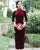 3/4 Sleeve Full Length Traditional Velvet Cheongsam Chinese Dress