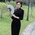 3/4 Sleeve Full Length Traditional Velvet Cheongsam Chinese Dress