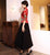 3/4 Sleeve Mandarin Collar Floral Velvet Chinese Shirt Traditional Costume
