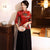 Camisa china de terciopelo floral con cuello mandarín de manga 3/4 traje tradicional
