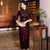 3/4 Sleeve Tea Length Floral Velvet Cheongsam Chinese Dress Mother Dress