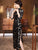 3/4 Sleeve Tea Length Floral Velvet Cheongsam Chinese Dress Mother Dress