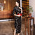 3/4 Sleeve Tea Length Floral Velvet Cheongsam Chinese Dress Mother Dress