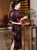 3/4 Sleeve Full Length Floral Velvet Cheongsam Chinese Dress Mother Dress