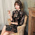 3/4 Sleeve Knee Length Floral Velvet Traditional Cheongsam Chinese Dress