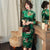 Vestido chino cheongsam tradicional de terciopelo floral hasta la rodilla de manga 3/4