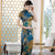 Cap Sleeve Floral Silk Traditional Cheongsam Chinese Dress Mother Dress