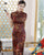 Cap Sleeve Plum Blossom Pattern Silk Traditional Cheongsam Chinese Dress Mother Dress