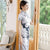 Cap Sleeve Lotus Pattern Silk Traditional Cheongsam Chinese Dress Mother Dress