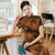 Cap Sleeve Floral Silk Traditional Cheongsam Chinese Dress Evening Dress