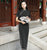 Abito da mamma cinese tradizionale in velluto con ricamo floreale a 3/4 maniche
